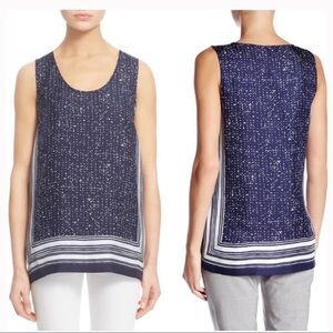 Vince Navy Silk Scarf Print Tank Top